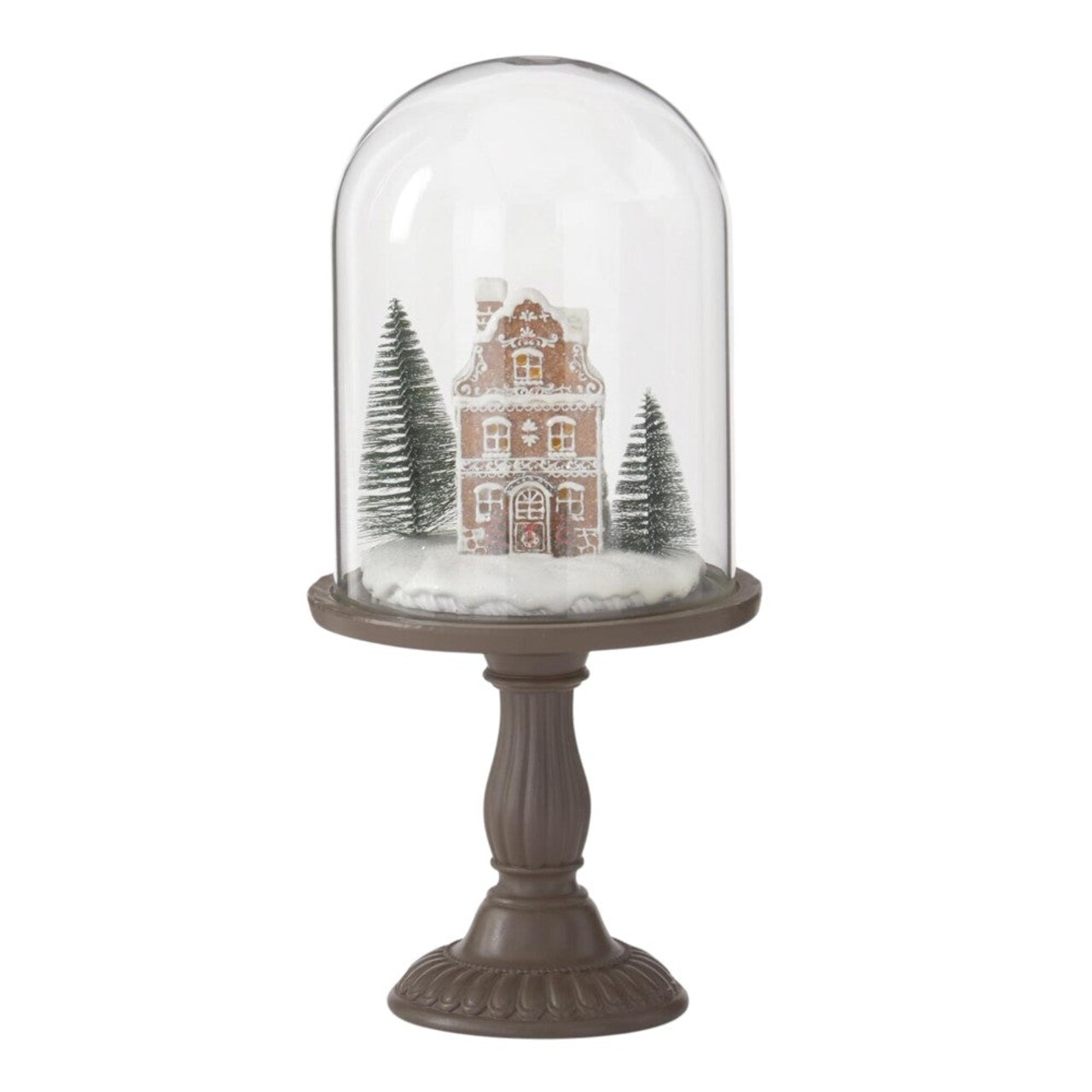 LED Gingerbread Houses Under Glass Cloche – Lighted Christmas Décor with Timer
